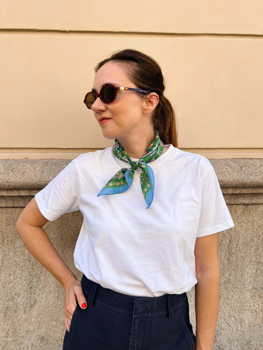 Cotton Silk Foulard Lunares 50cm