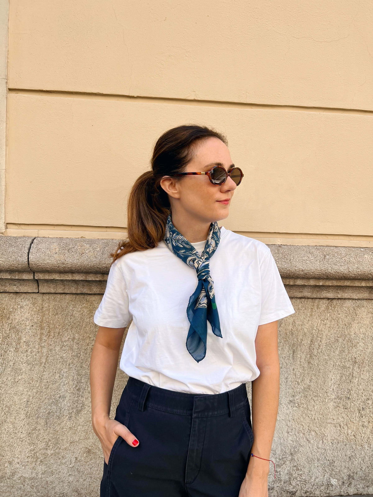 Cotton Silk Foulard Folk 65cm