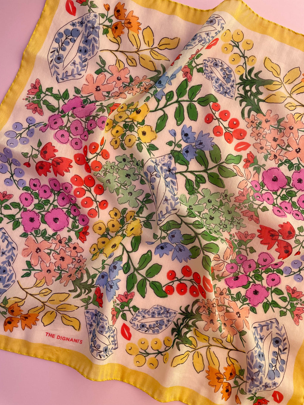 Cotton Silk Foulard Kisses 50cm