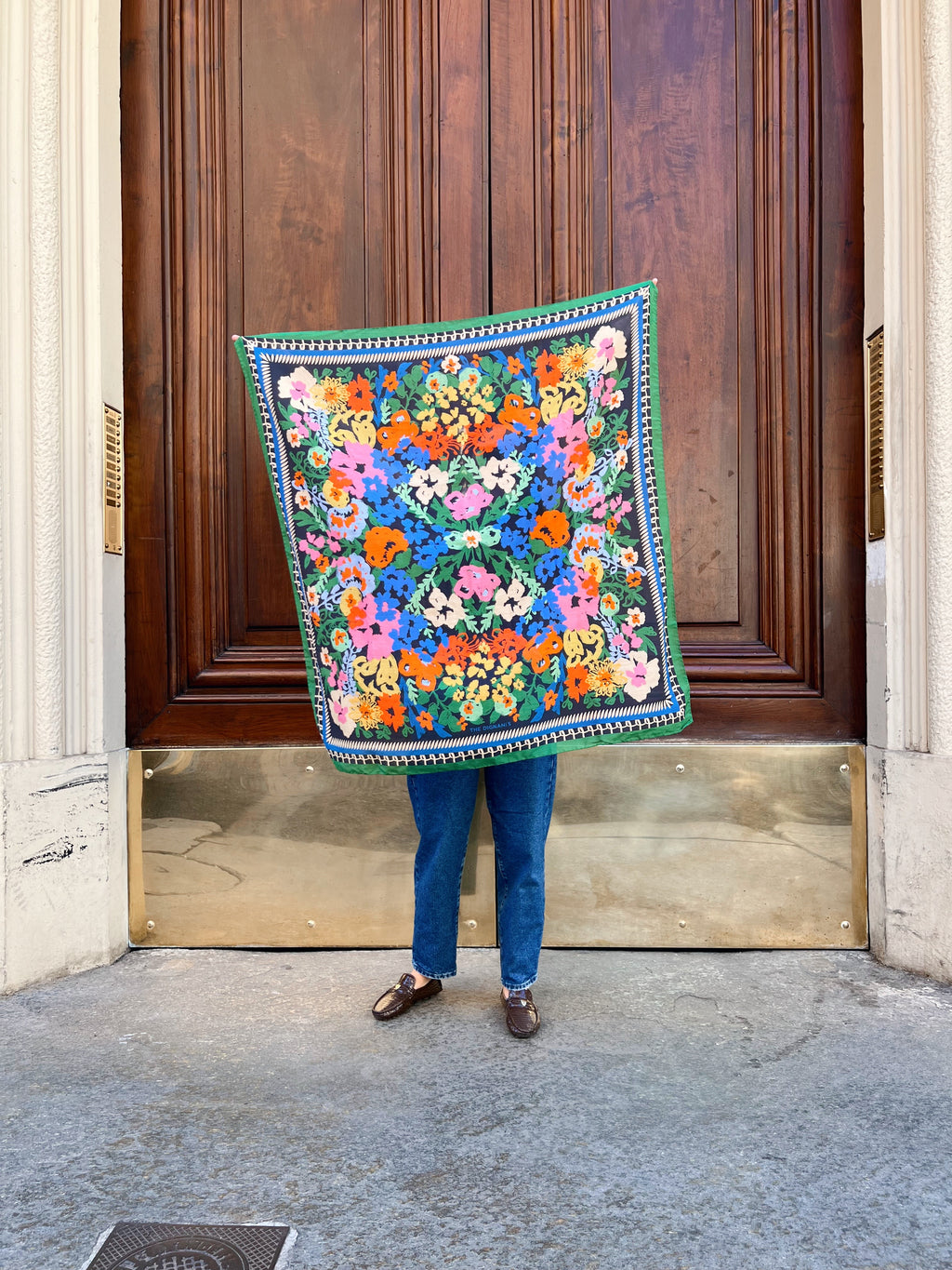 Cotton Silk Foulard Embrodery 100cm