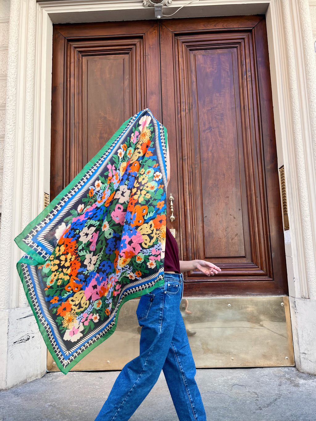 Cotton Silk Foulard Embrodery 100cm